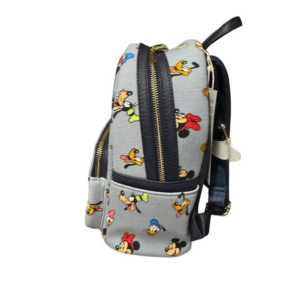 Disney Parks Loungefly Mickey Mouse Fabulous 5 Faces Denim Mini Backpack - NWT